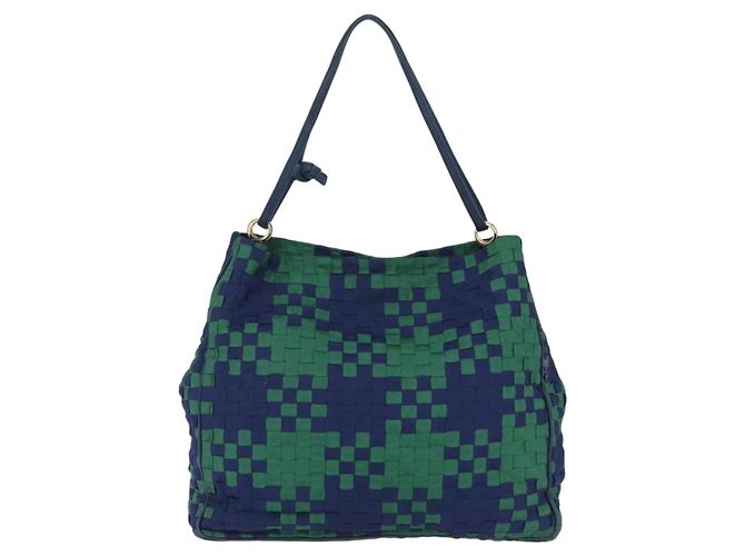 Borsa a tracolla Bottega Veneta INTRECCIATO Canvas Green Gold Auth 206749 - vista 13