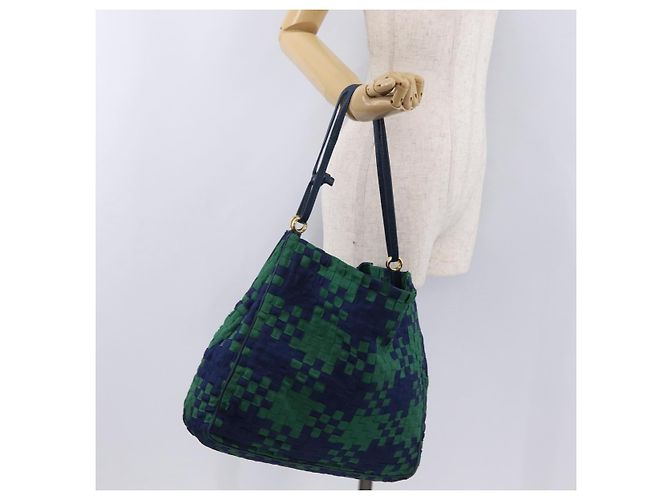Borsa a tracolla Bottega Veneta INTRECCIATO Canvas Green Gold Auth 206749 - vista 26