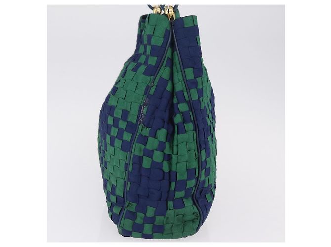 Borsa a tracolla Bottega Veneta INTRECCIATO Canvas Green Gold Auth 206749 - vista 4