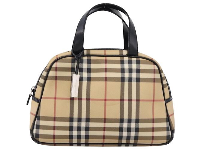 BURBERRY Nova Check Handtasche PVC Beige Silver Auth 205260A Silber - Ansicht 13