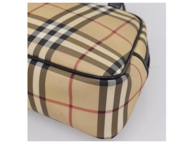 BURBERRY Nova Check Handtasche PVC Beige Silver Auth 205260A Silber - Ansicht 14