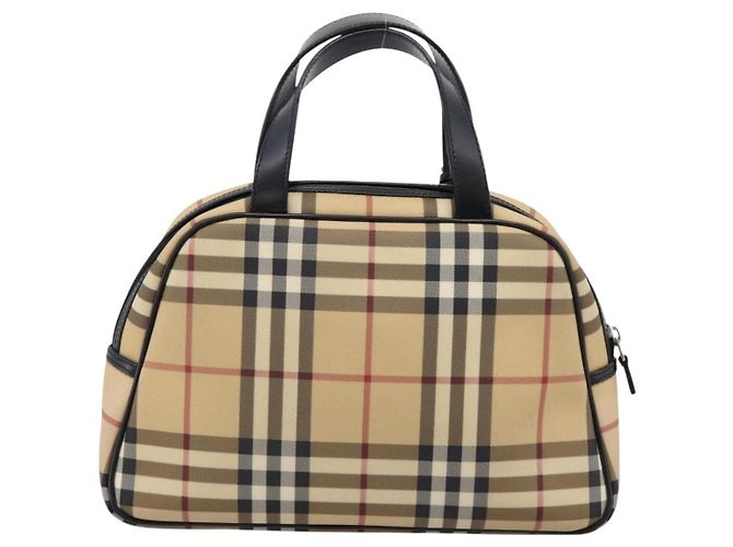 BURBERRY Nova Check Handtasche PVC Beige Silver Auth 205260A Silber - Ansicht 2