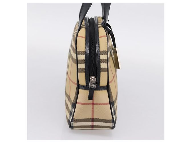 BURBERRY Nova Check Handtasche PVC Beige Silver Auth 205260A Silber - Ansicht 3