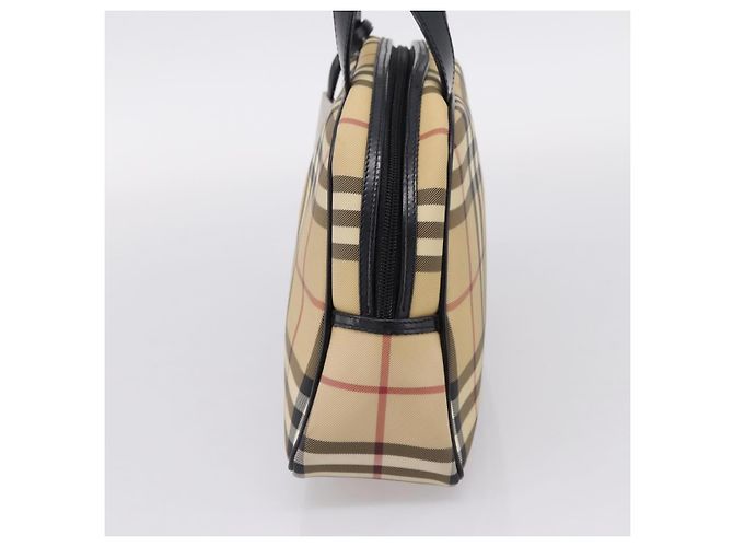 BURBERRY Nova Check Handtasche PVC Beige Silver Auth 205260A Silber - Ansicht 4