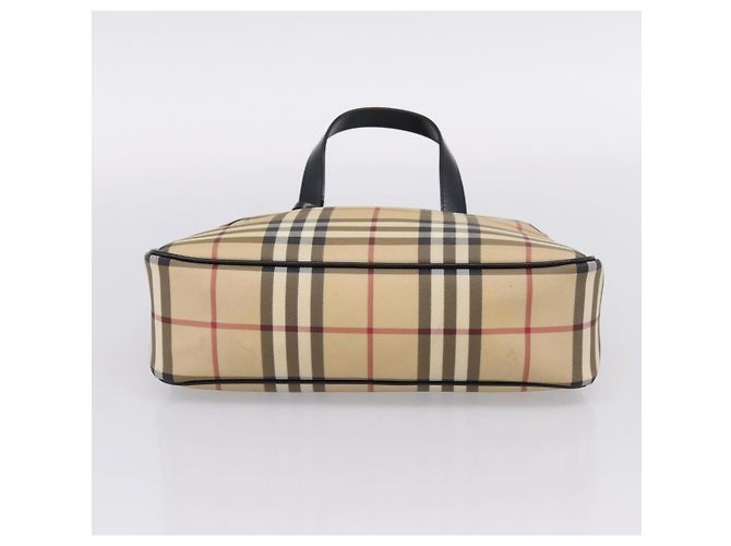 BURBERRY Nova Check Handtasche PVC Beige Silver Auth 205260A Silber - Ansicht 5