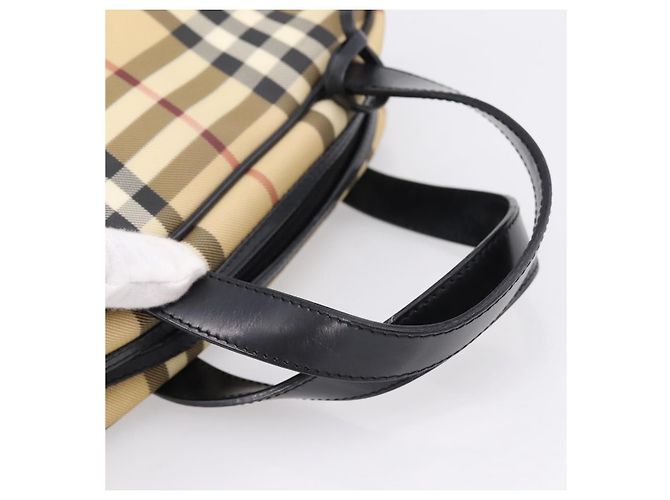 BURBERRY Nova Check Handtasche PVC Beige Silver Auth 205260A Silber - Ansicht 7