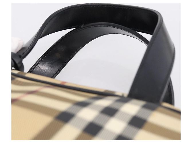BURBERRY Nova Check Handtasche PVC Beige Silver Auth 205260A Silber - Ansicht 8