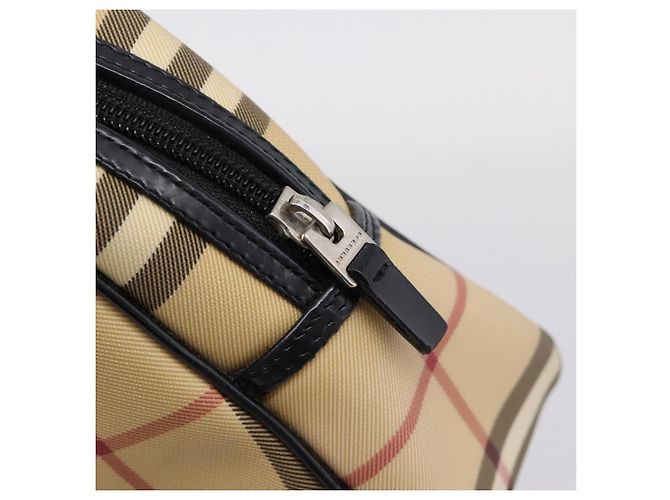 BURBERRY Nova Check Handtasche PVC Beige Silver Auth 205260A Silber - Ansicht 9