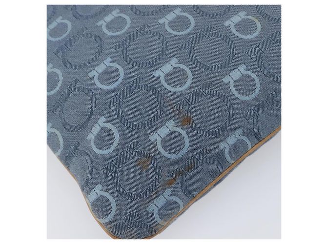 Borsa a tracolla Salvatore Ferragamo Gancini Canvas Blue Gold Tone Auth BA16108 - vista 10