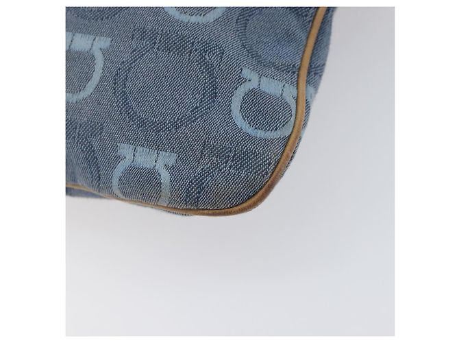 Borsa a tracolla Salvatore Ferragamo Gancini Canvas Blue Gold Tone Auth BA16108 - vista 18