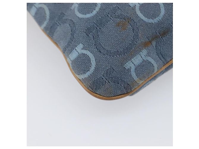 Borsa a tracolla Salvatore Ferragamo Gancini Canvas Blue Gold Tone Auth BA16108 - vista 19