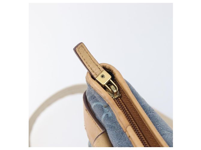 Borsa a tracolla Salvatore Ferragamo Gancini Canvas Blue Gold Tone Auth BA16108 - vista 22
