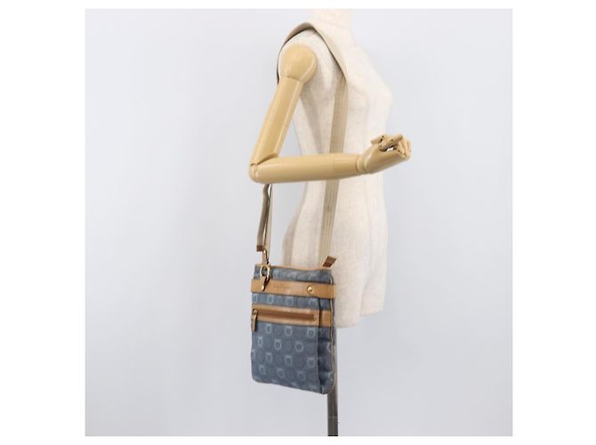 Borsa a tracolla Salvatore Ferragamo Gancini Canvas Blue Gold Tone Auth BA16108 - vista 27