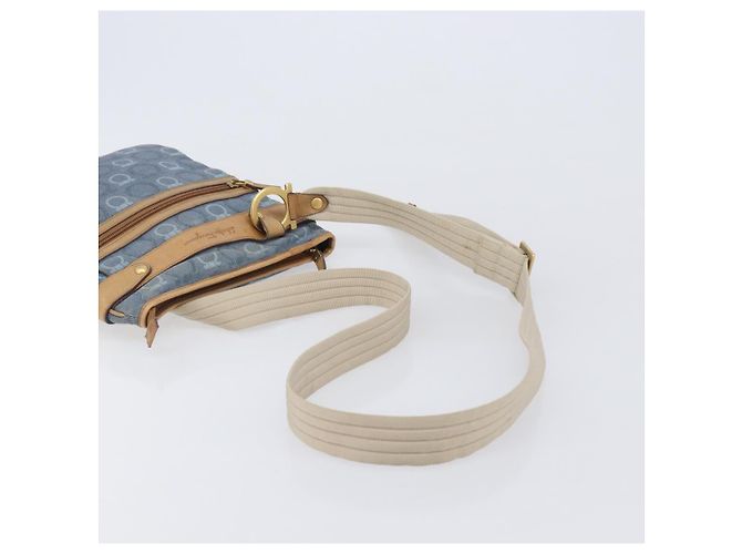 Borsa a tracolla Salvatore Ferragamo Gancini Canvas Blue Gold Tone Auth BA16108 - vista 7