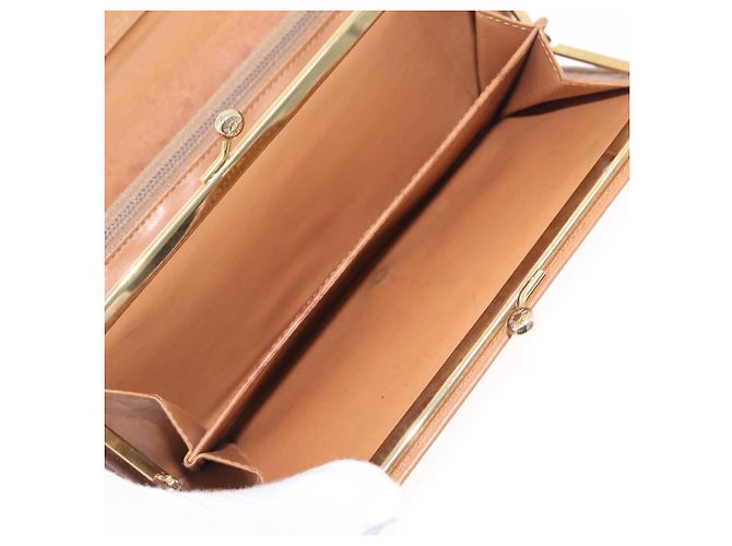 Céline Portafoglio lungo CELINE Macadam Canvas PVC Beige Gold Auth 205392A D'oro - vista 10