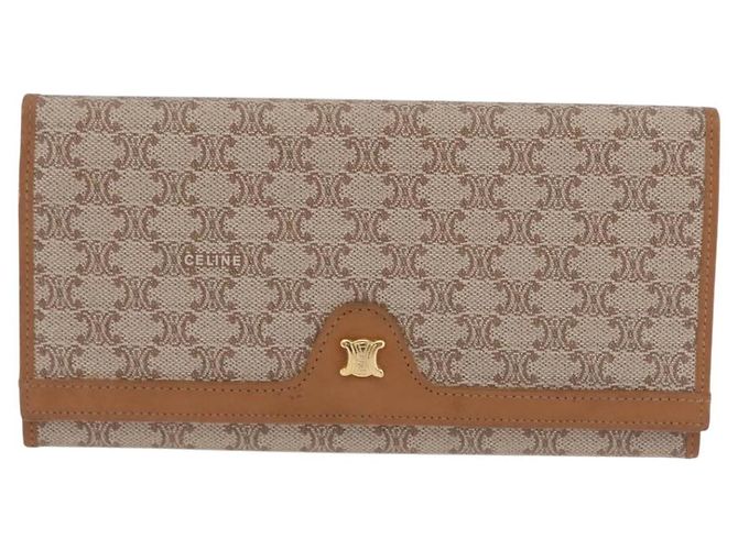 Céline Portafoglio lungo CELINE Macadam Canvas PVC Beige Gold Auth 205392A D'oro - vista 13