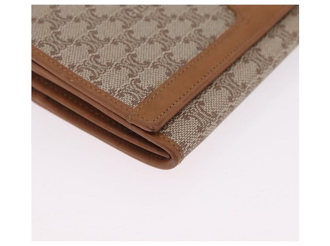 Céline Portafoglio lungo CELINE Macadam Canvas PVC Beige Gold Auth 205392A D'oro - vista 14