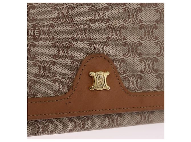 Céline Portafoglio lungo CELINE Macadam Canvas PVC Beige Gold Auth 205392A D'oro - vista 18