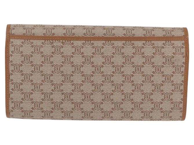 Céline Portafoglio lungo CELINE Macadam Canvas PVC Beige Gold Auth 205392A D'oro - vista 2