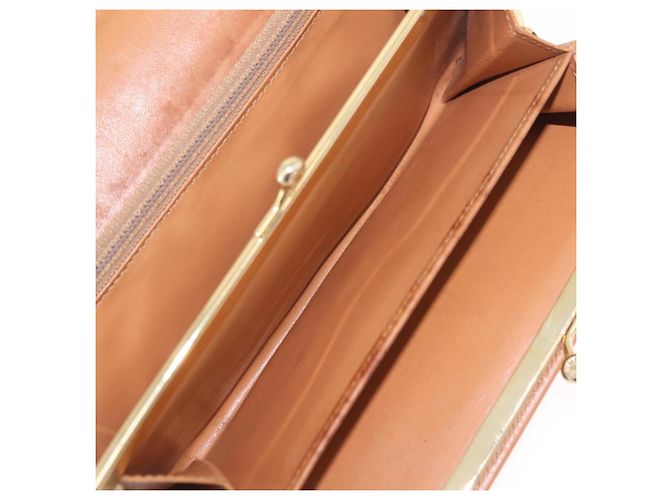 Céline Portafoglio lungo CELINE Macadam Canvas PVC Beige Gold Auth 205392A D'oro - vista 26