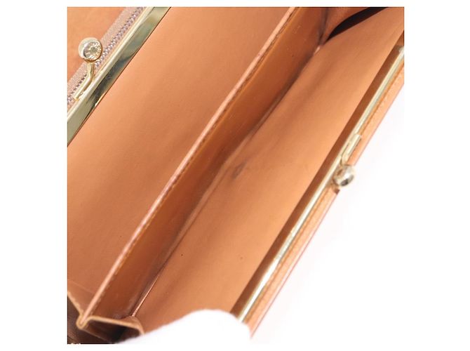 Céline Portafoglio lungo CELINE Macadam Canvas PVC Beige Gold Auth 205392A D'oro - vista 27