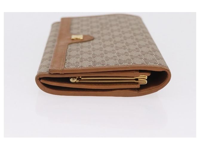 Céline Portafoglio lungo CELINE Macadam Canvas PVC Beige Gold Auth 205392A D'oro - vista 3