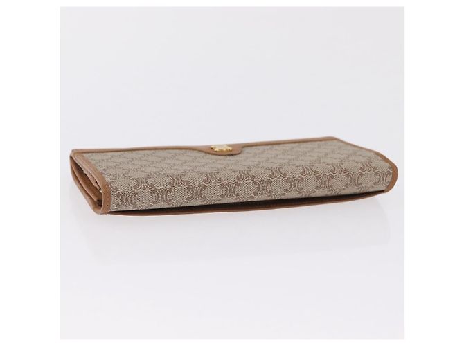 Céline Portafoglio lungo CELINE Macadam Canvas PVC Beige Gold Auth 205392A D'oro - vista 6