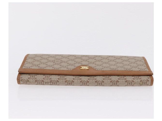 Céline Portafoglio lungo CELINE Macadam Canvas PVC Beige Gold Auth 205392A D'oro - vista 7