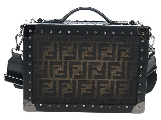 Bolso de Mano FENDI Zucca Canvas 2way Negro Marrón Auth 204492SAM Castaño - vista 13