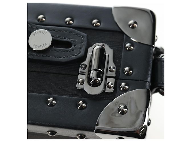 Bolso de Mano FENDI Zucca Canvas 2way Negro Marrón Auth 204492SAM Castaño - vista 21