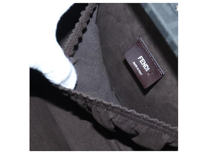 Bolso de Mano FENDI Zucca Canvas 2way Negro Marrón Auth 204492SAM Castaño - vista 27
