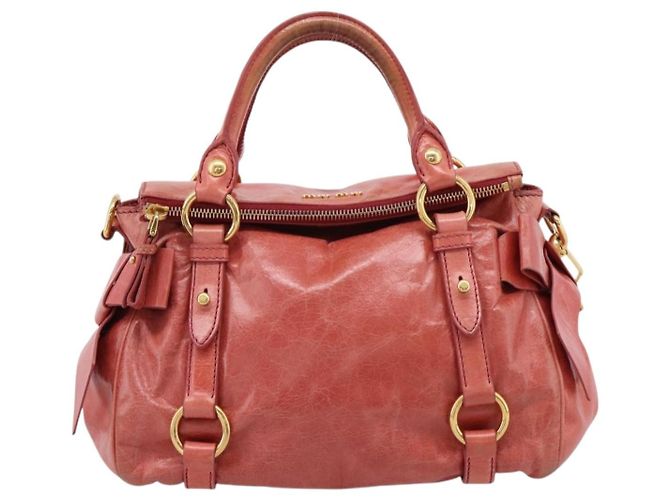 Bolsa de Mão Miu Miu em Couro 2way Rosa Tom Dourado Auth 167647M - vista 13
