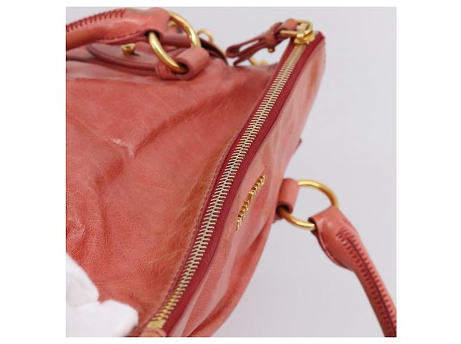 Bolsa de Mão Miu Miu em Couro 2way Rosa Tom Dourado Auth 167647M - vista 14