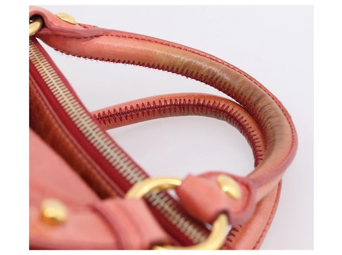 Bolsa de Mão Miu Miu em Couro 2way Rosa Tom Dourado Auth 167647M - vista 15