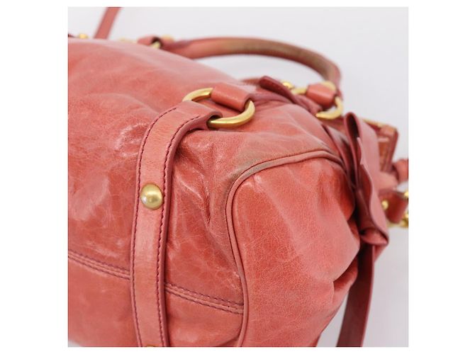 Bolsa de Mão Miu Miu em Couro 2way Rosa Tom Dourado Auth 167647M - vista 17