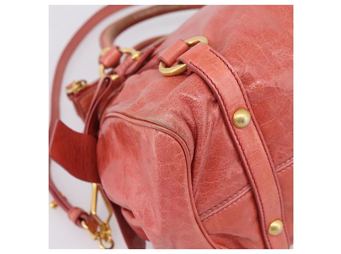 Bolsa de Mão Miu Miu em Couro 2way Rosa Tom Dourado Auth 167647M - vista 18