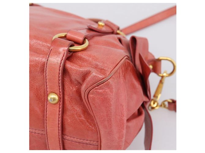 Bolsa de Mão Miu Miu em Couro 2way Rosa Tom Dourado Auth 167647M - vista 19