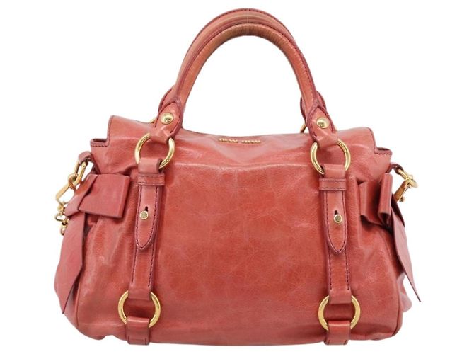 Bolsa de Mão Miu Miu em Couro 2way Rosa Tom Dourado Auth 167647M - vista 2