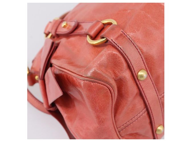 Bolsa de Mão Miu Miu em Couro 2way Rosa Tom Dourado Auth 167647M - vista 20