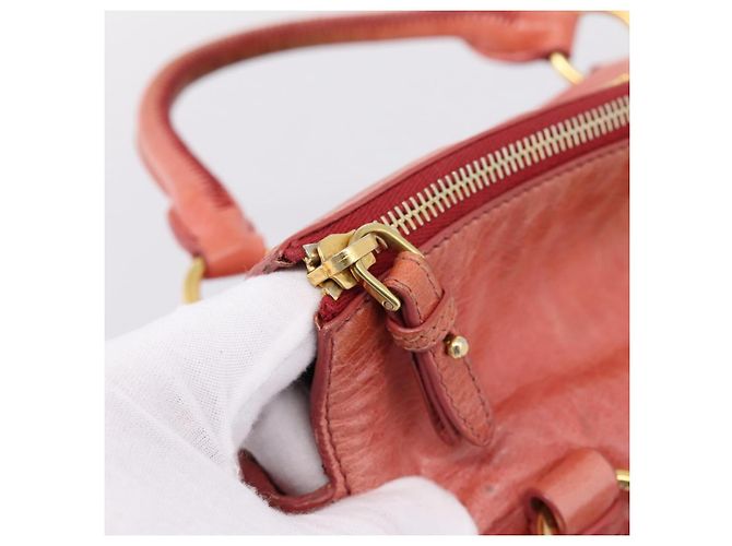 Bolsa de Mão Miu Miu em Couro 2way Rosa Tom Dourado Auth 167647M - vista 21