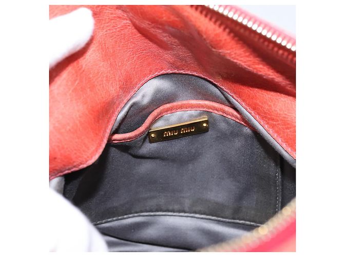Bolsa de Mão Miu Miu em Couro 2way Rosa Tom Dourado Auth 167647M - vista 22