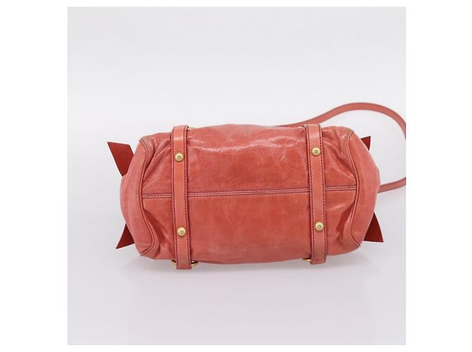 Bolsa de Mão Miu Miu em Couro 2way Rosa Tom Dourado Auth 167647M - vista 5