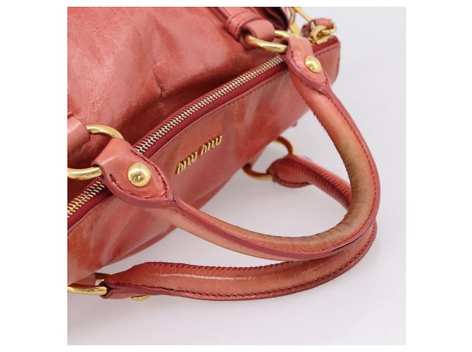 Bolsa de Mão Miu Miu em Couro 2way Rosa Tom Dourado Auth 167647M - vista 7