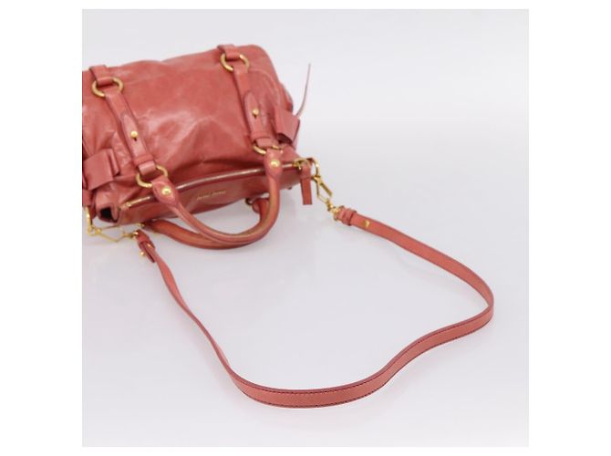 Bolsa de Mão Miu Miu em Couro 2way Rosa Tom Dourado Auth 167647M - vista 9
