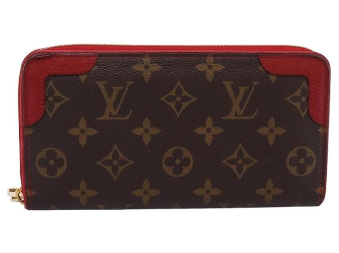 LOUIS VUITTON Monogram Sleys Zippy Wallet Long Wallet Red M61854 LV Auth 205323V Vermelho Monograma - vista 13
