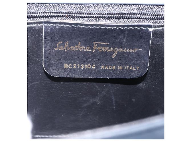 Borsa a Tracolla Salvatore Ferragamo Vala Camoscio Navy Tono Oro Auth 207593 Blu navy - vista 12
