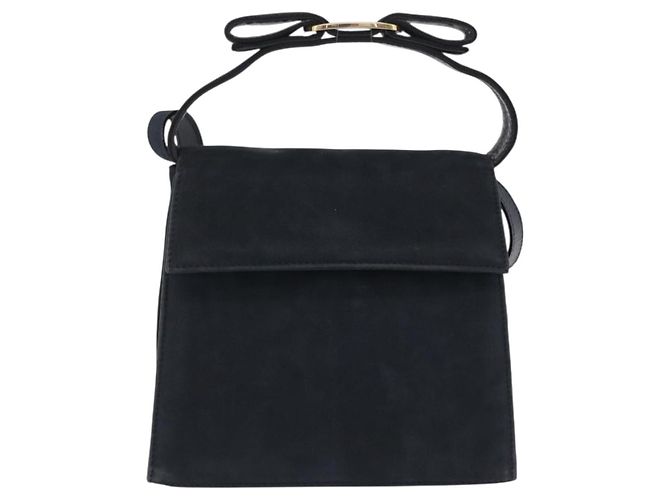 Borsa a Tracolla Salvatore Ferragamo Vala Camoscio Navy Tono Oro Auth 207593 Blu navy - vista 13