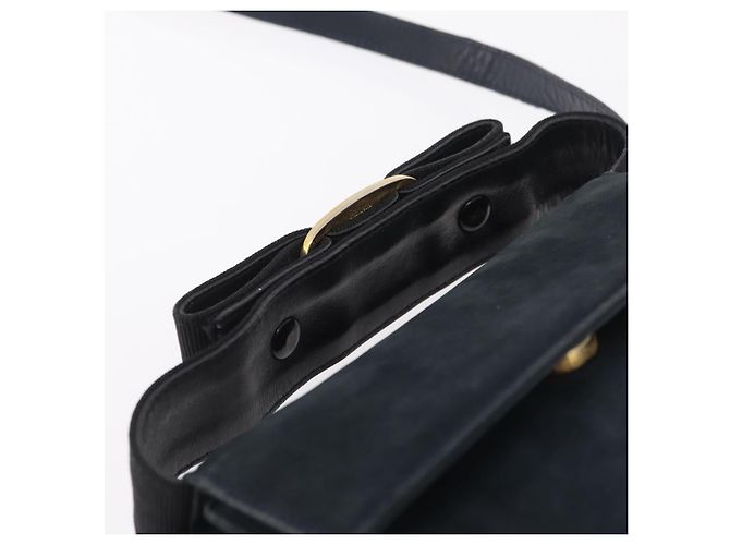 Borsa a Tracolla Salvatore Ferragamo Vala Camoscio Navy Tono Oro Auth 207593 Blu navy - vista 14