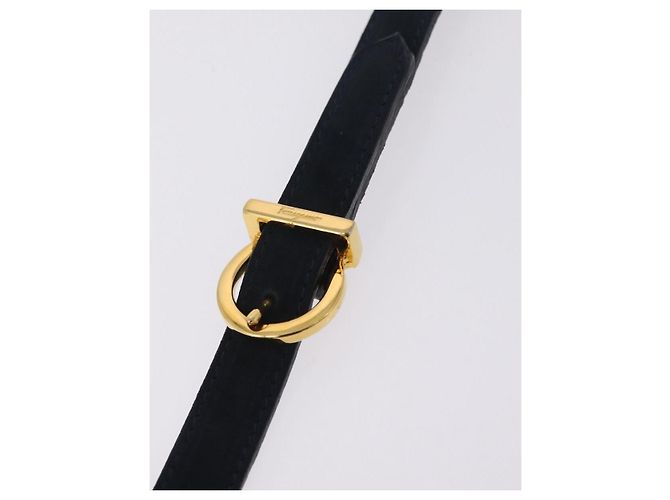 Borsa a Tracolla Salvatore Ferragamo Vala Camoscio Navy Tono Oro Auth 207593 Blu navy - vista 16