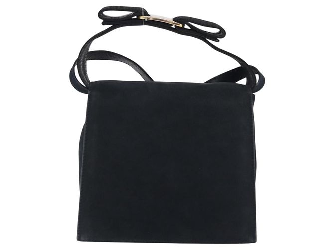 Borsa a Tracolla Salvatore Ferragamo Vala Camoscio Navy Tono Oro Auth 207593 Blu navy - vista 2